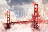 100% Nederlandse Productie! │ Diamond Painting │ Aquarel Golden Gate Bridge San Francisco│ Formaat 120 x 80 cm │ Diamond Painting Pakket Volwassen │ Volledige bedekking │ Vierkant │ Full │ Flitzz Diamond Painting