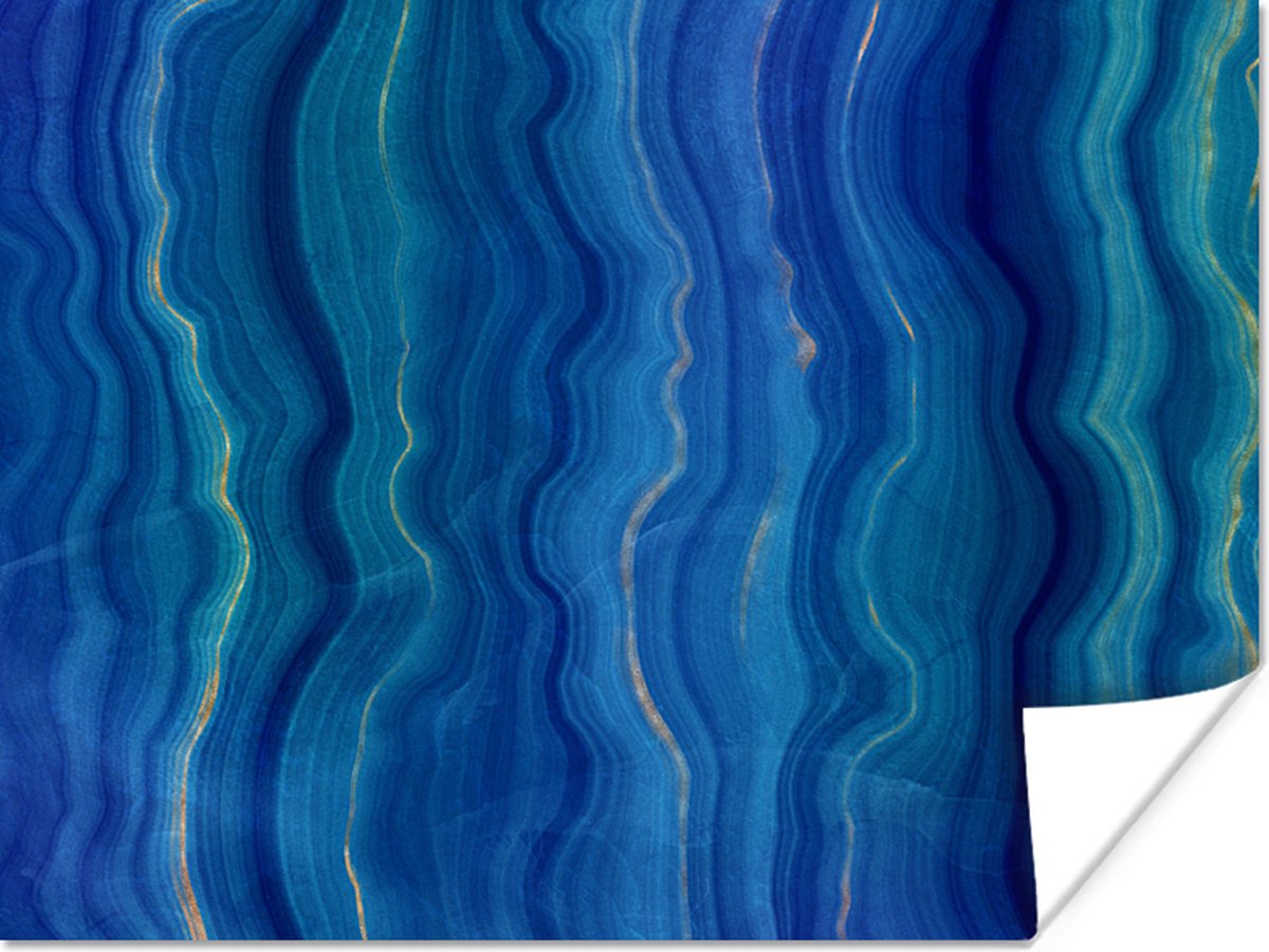 Poster Agaat geode - Edelstenen - Blauw - 120x90 cm