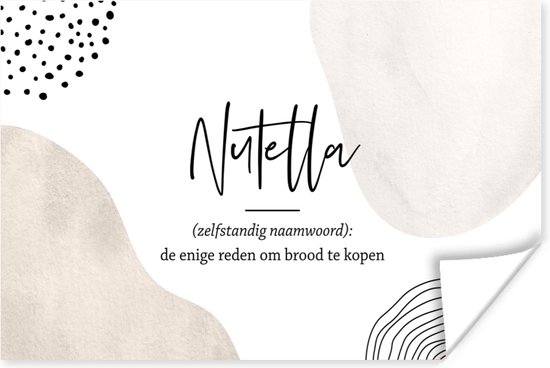 Affiche Nutella - Proverbes - Citations - Définition Nutella - Dictionnaire - 60x40 cm