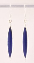 Lange fijne zilveren oorbellen met lapis lazuli