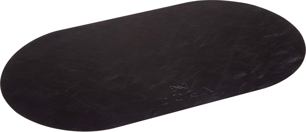 Bol.com Voerbak Placemat DOGA -  Voermat Hond en Kat- Antislip - Waterafstotend - Zwart - Vegan Leer - 36 x 65 cm - Maat ML aanbieding