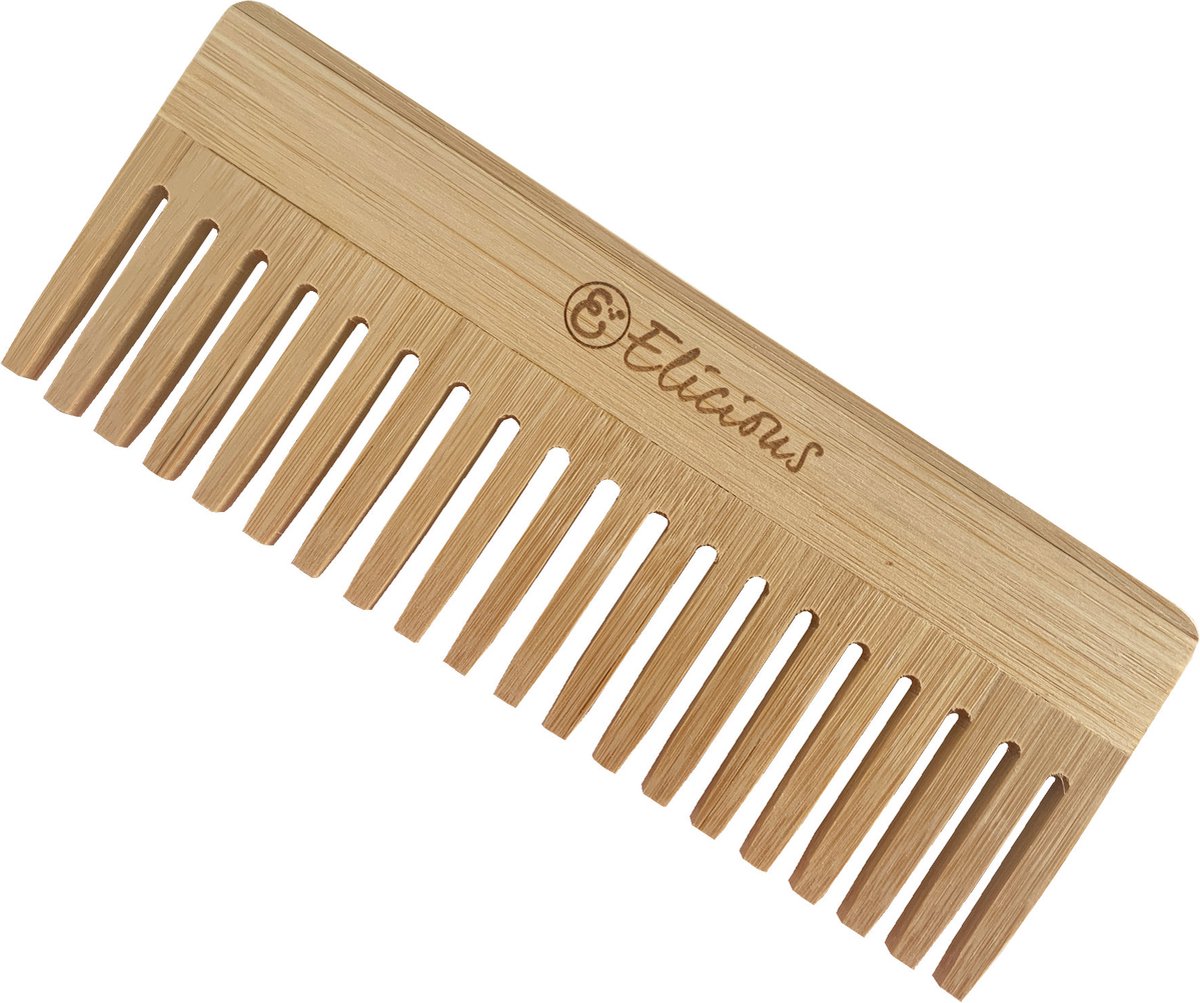 Elicious® - Bamboe Kam - Grove Kam - Duurzaam - Handgemaakt - Haar Kam - Krullend Haar - Plasticvrij - Vegan - Biologisch Afbreekbaar