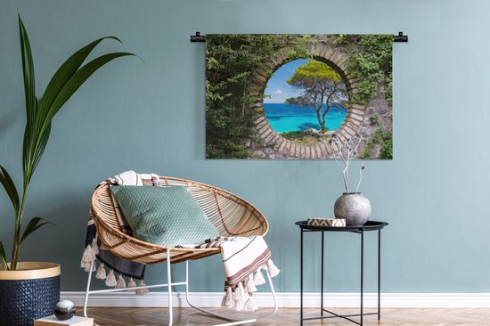 Tapisserie - Toile murale - Mer - Arbre - Tropical - Transparent - 90x60 cm - Tapisserie