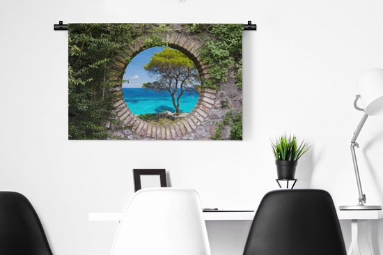 Tapisserie - Toile murale - Mer - Arbre - Tropical - Transparent - 90x60 cm - Tapisserie