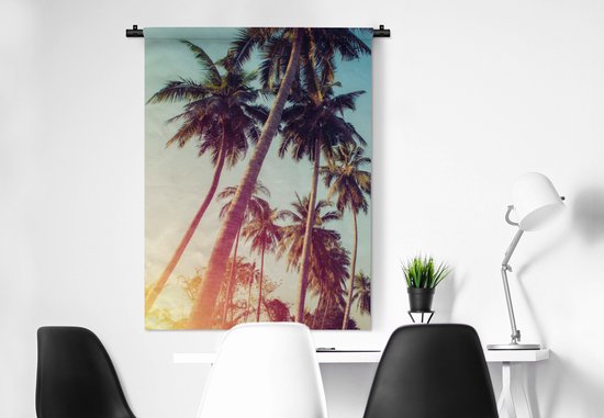 Tapisserie - Toile murale - Palmier - Été - Rétro - Soleil - 90x120 cm - Tapisserie
