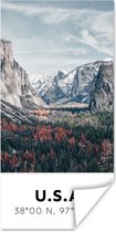 Poster Yosemite - Amerika - Wyoming - Bos - Bergen - 60x120 cm