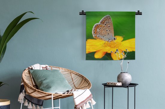 Tapisserie - Toile murale - Fleurs - Papillon - Nature - 60x60 cm - Tapisserie