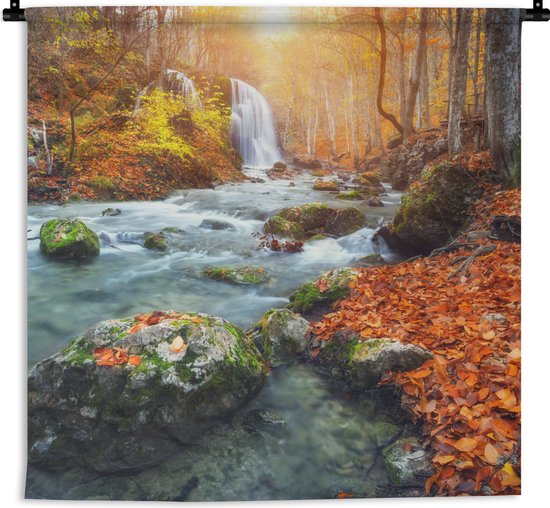 Wandkleed - Wanddoek - Natuur - Zon - Herfst - 120x120 cm - Wandtapijt