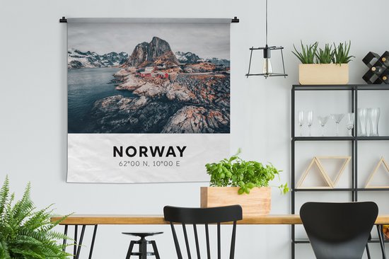 Tapisserie - Tissu mural - Norvège - Scandinavie - Montagnes - Hiver - 150x150 cm - Tapisserie