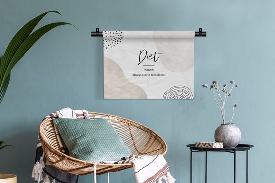 Wandkleed - Wanddoek - Diet - Spreuken - Woordenboek - Quotes - Dieet definitie - 60x45 cm - Wandtapijt