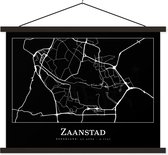 Porte-affiche avec affiche - Affiche scolaire - Carte - Carte - Zaanstad - Plan de la ville - 40x30 cm - Lattes noires