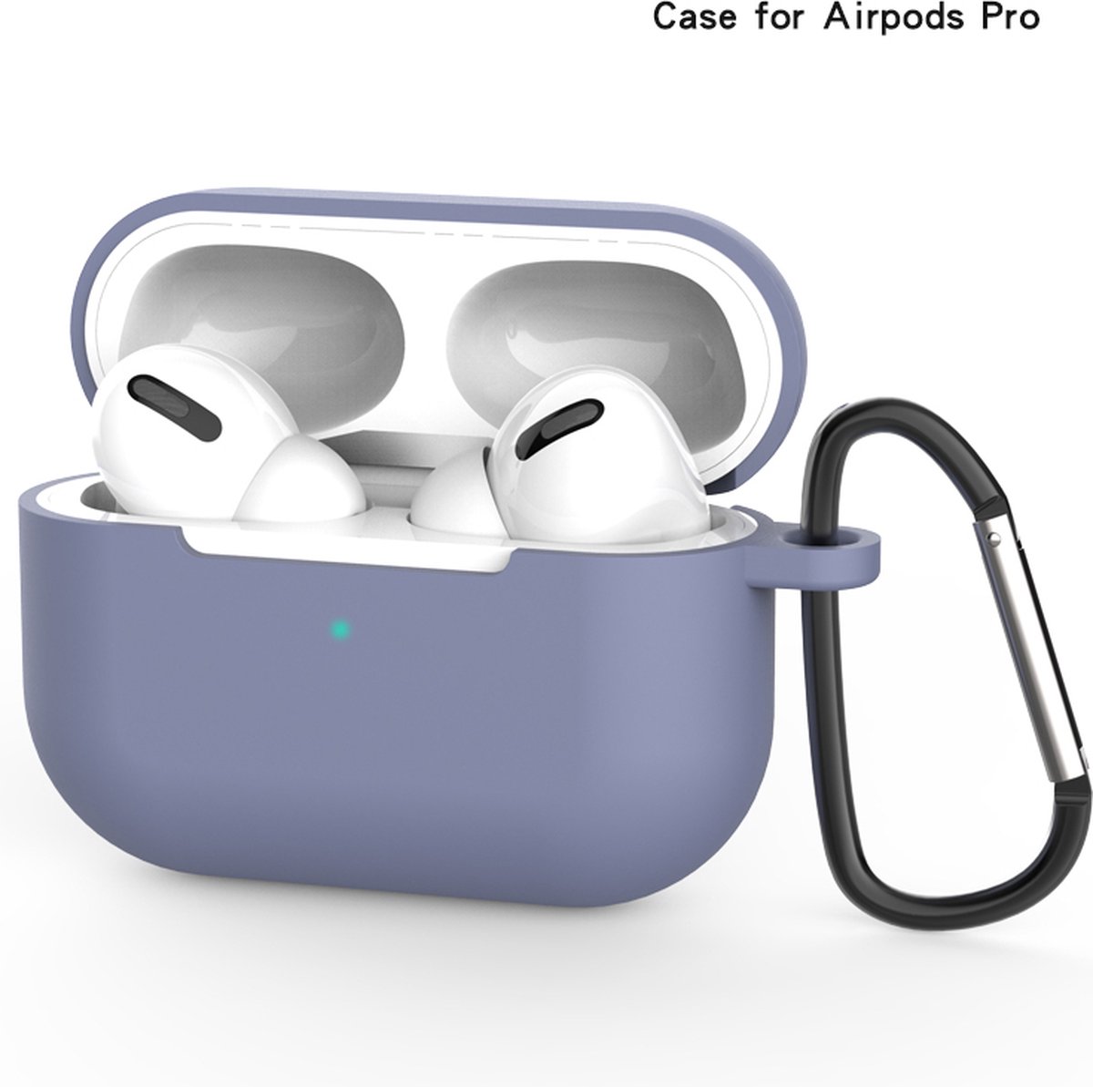 Apple AirPods Pro Hoesje in het Lavendel Blauw met Clip - TCH - Siliconen - met Haak - Case - Cover - Soft Case - Onepiece
