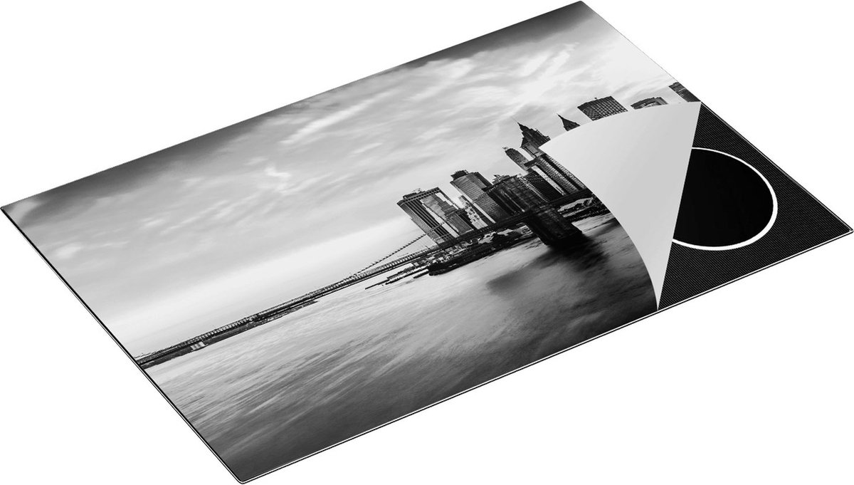 Chefcare Inductie Beschermer Brooklyn Bridge Brug in New York - Zwart Wit - 81,2x52 cm - Afdekplaat Inductie - Kookplaat Beschermer - Inductie Mat