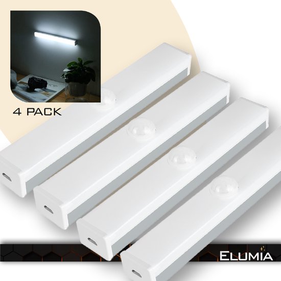 Lampe LED avec détecteur de mouvement 21CM - Pack de 4 - Wit froid (6000K)  - 10 LED -... | bol.com