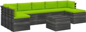 Medina 8-delige Loungeset met kussens pallet massief grenenhout