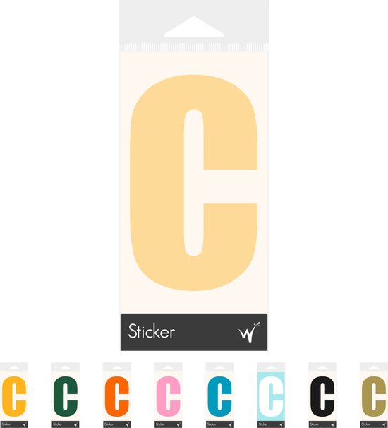 Container Sticker Huisnummer - Letter C Lettersticker - Kliko Sticker - Deursticker - Weerbestendig - 10 x 6 cm - Crème