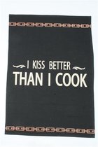 Theedoek - I Kiss Better Than I Cook - Zwart