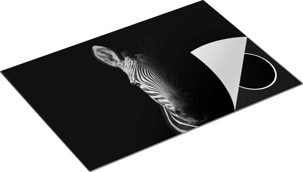 Chefcare Inductie Beschermer Halve Zebra - Zwart Wit - 75x50 cm - Afdekplaat Inductie - Kookplaat Beschermer - Inductie Mat