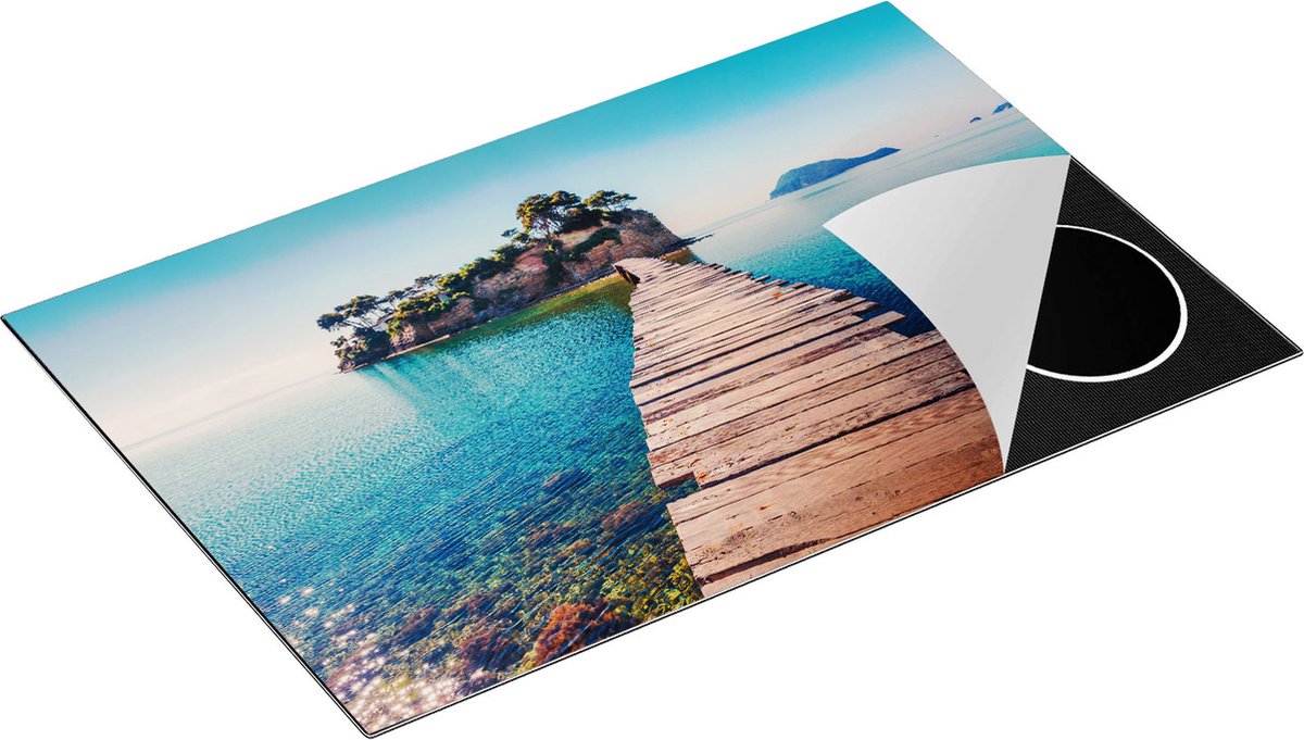 Chefcare Inductie Beschermer Pad op het Water naar een Grieks Eiland - 81x52 cm - Afdekplaat Inductie - Kookplaat Beschermer - Inductie Mat