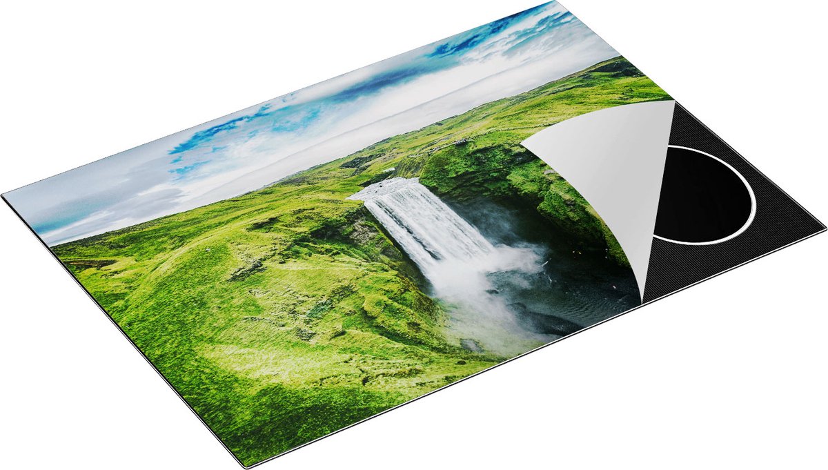 Chefcare Inductie Beschermer Waterval in het Groene Landschap - 77x51 cm - Afdekplaat Inductie - Kookplaat Beschermer - Inductie Mat