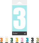 Container Sticker Huisnummer - Cijfer 3 Cijfersticker - Kliko Sticker - Deursticker - Weerbestendig - 10 x 5,5 cm - Wit