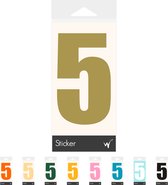 Cijfer 5 Cijfersticker Dikgedrukt - Deursticker - Kliko Sticker - Huisnummer - 10 x 6 cm - Goud