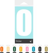 Container Sticker Huisnummer - Cijfer 0 Cijfersticker - Kliko Sticker - Deursticker - Weerbestendig - 10 x 5,5 cm - Wit
