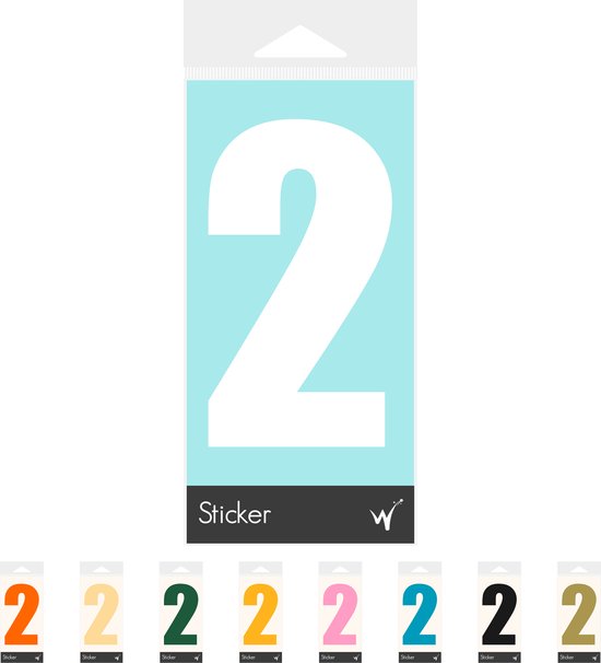 Container Sticker Huisnummer - Cijfer 2 Cijfersticker - Kliko Sticker - Deursticker - Weerbestendig - 10 x 5,5 cm - Wit