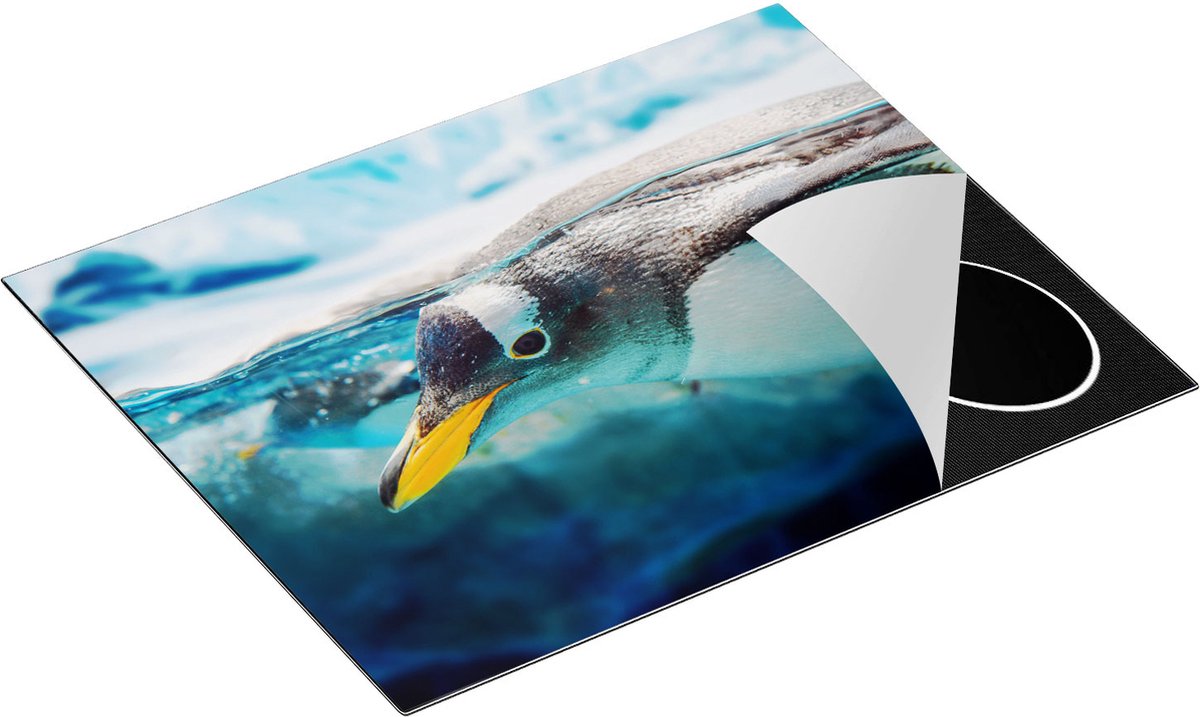 Chefcare Inductie Beschermer Pinguïn Zwemt onder Water - 65x52 cm - Afdekplaat Inductie - Kookplaat Beschermer - Inductie Mat