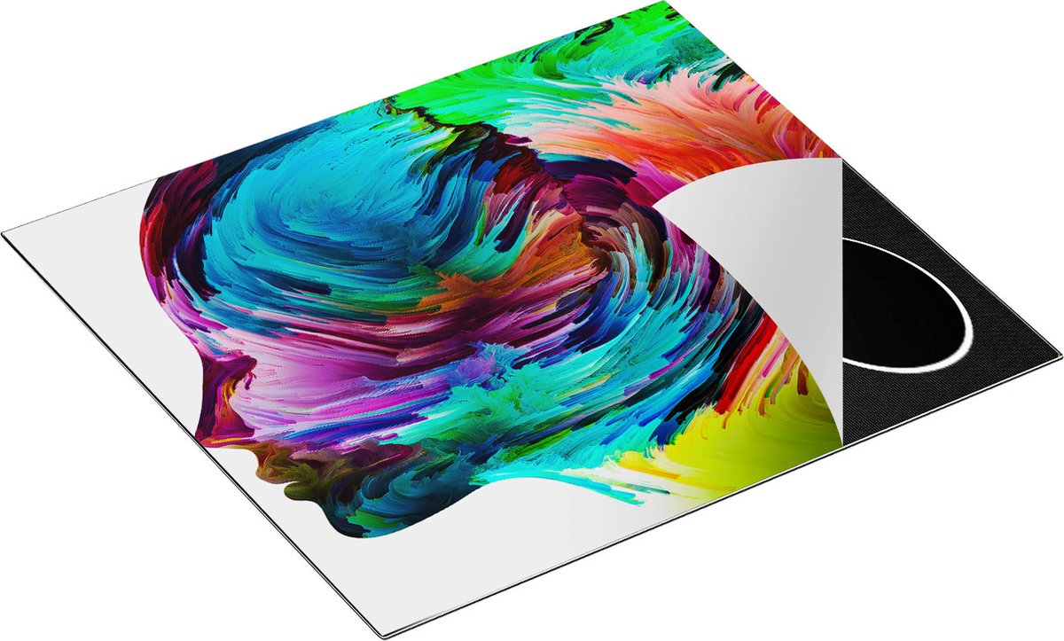 Chefcare Inductie Beschermer Abstracte Kunst van een Gezicht - Hoofd - 58,3x51,3 cm - Afdekplaat Inductie - Kookplaat Beschermer - Inductie Mat