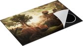 Chefcare Inductie Beschermer Dinosauriërs in de Natuur - Dino's - 85x52 cm - Afdekplaat Inductie - Kookplaat Beschermer - Inductie Mat
