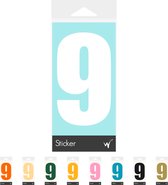 Container Sticker Huisnummer - Cijfer 9 Cijfersticker - Kliko Sticker - Deursticker - Weerbestendig - 10 x 6 cm - Wit