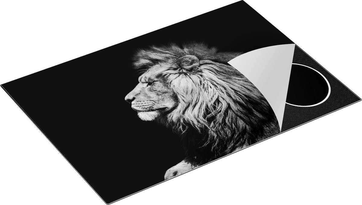 Chefcare Inductie Beschermer Leeuw - Zwart Wit - 75x52 cm - Afdekplaat Inductie - Kookplaat Beschermer - Inductie Mat