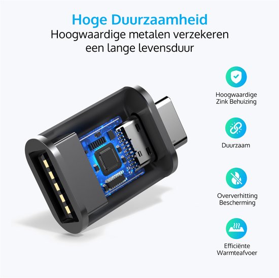 Nexibo 2x USB C naar USB A Adapter - USB 3.1 - 10Gbps - Space Grey