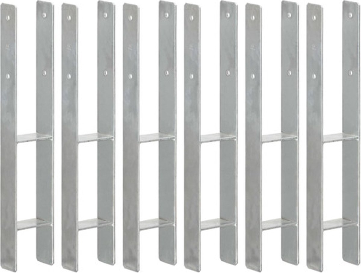 vidaXL - Grondankers - 6 - st - 9x6x60 - cm - gegalvaniseerd - staal - zilverkleurig