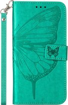 Mobigear Telefoonhoesje geschikt voor OnePlus Nord 2T 5G Hoesje | Mobigear Butterfly Bookcase Portemonnee | Pasjeshouder voor 2 Pasjes | Telefoonhoesje voor Pinpas / OV Kaart / Rijbewijs - Groen