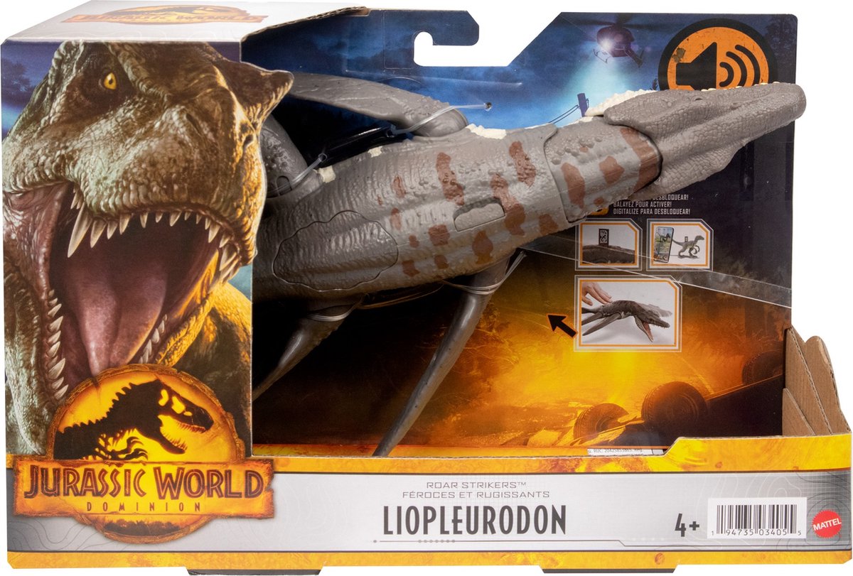Jurassic World Dominion Roar Strikers - Liopleurodon - Actiefiguur - Dinosaurus Speelgoed - Jurassic World