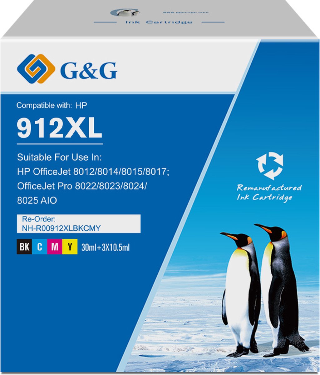 Huismerk HP 912XL multipack (zwart + 3 kleuren)