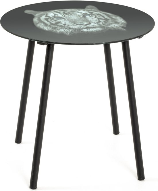 HOMCOM C-vorm bijzettafel, hoogte 78 cm, wit/natuurlijk, 60 cm x 40 cm, modern design