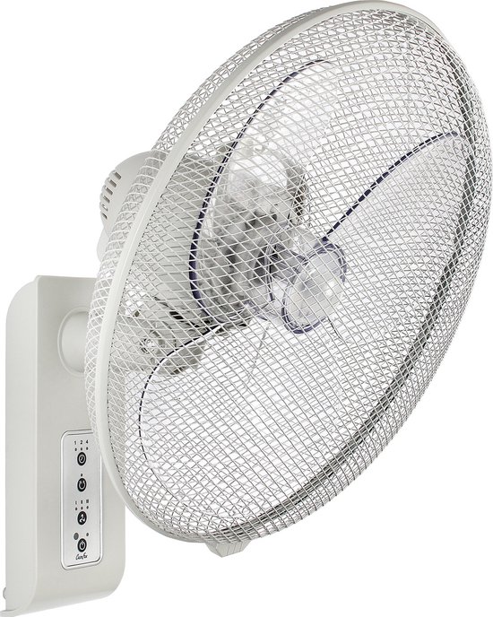 Wandventilator 50W CasaFan Greyhound WV 45 FB LG Lichtgrijs Oscillerend Zwenkbaar 3 Snelheden Afstandsbediening