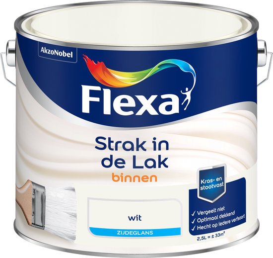 Flexa Strak in de Lak - Watergedragen - Zijdeglans - wit - 2,5 liter