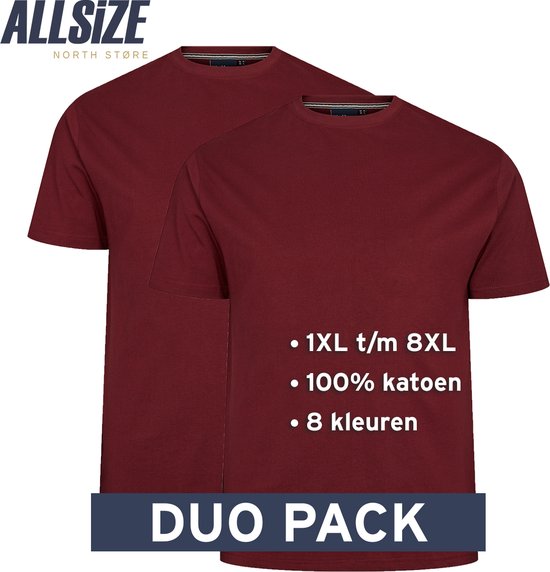 North 56°4 T-Shirts | Bordeauxrood | 2XL | 2-Pack | Ronde Hals