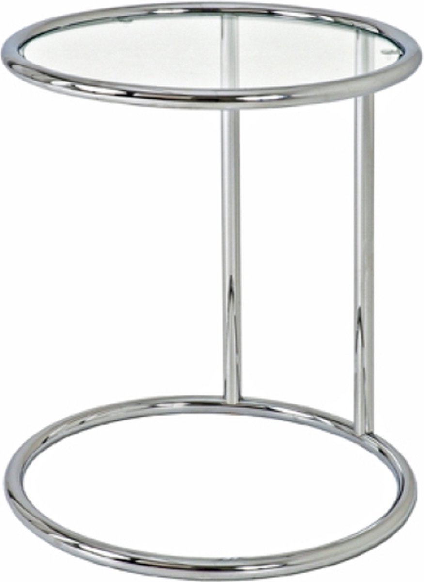 Bijzettafel – Chroom staal met veiligheidsglas – 45 cm breed, 45 cm diep, 55 cm hoog – Modern design