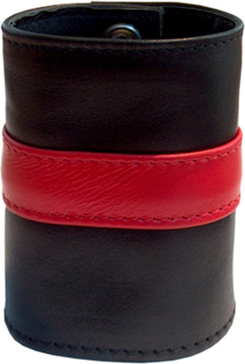 Mister B Leather Wrist Wallet Zip Red Stripe XL