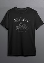Motorshirt | Bikershirt | Zwart T-shirt | Zilvere opdruk | XL | Opdruk 1