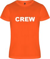 Fluor Oranje T shirt met print  " CREW " print Wit size XL