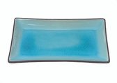 Zwart/Turquois Rechthoekig Bord – Glassy Turquoise – 21.5×12.7cm