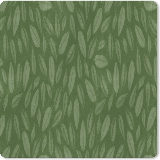 Tapis de souris XXL - Sous-main - Tapis de bureau - Motif - Feuilles - Vert  - 50x50 cm