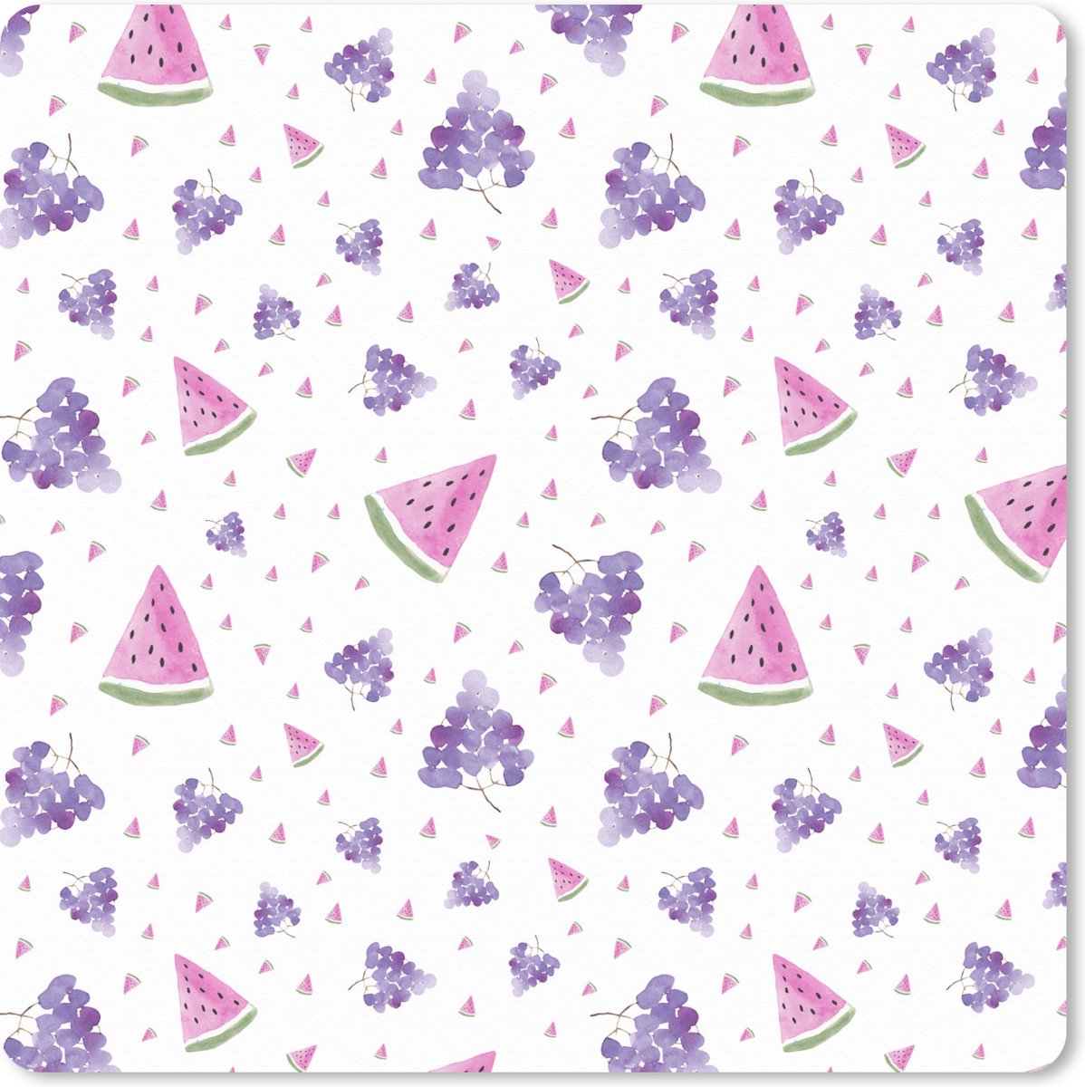 Muismat XXL 50x50 cm - Bureau onderlegger - Bureau mat Druiven - Watermeloen - Design - Pastel - Bureaumat - Gaming mousepad xl - Bureaulegger groot - Computer deskmat