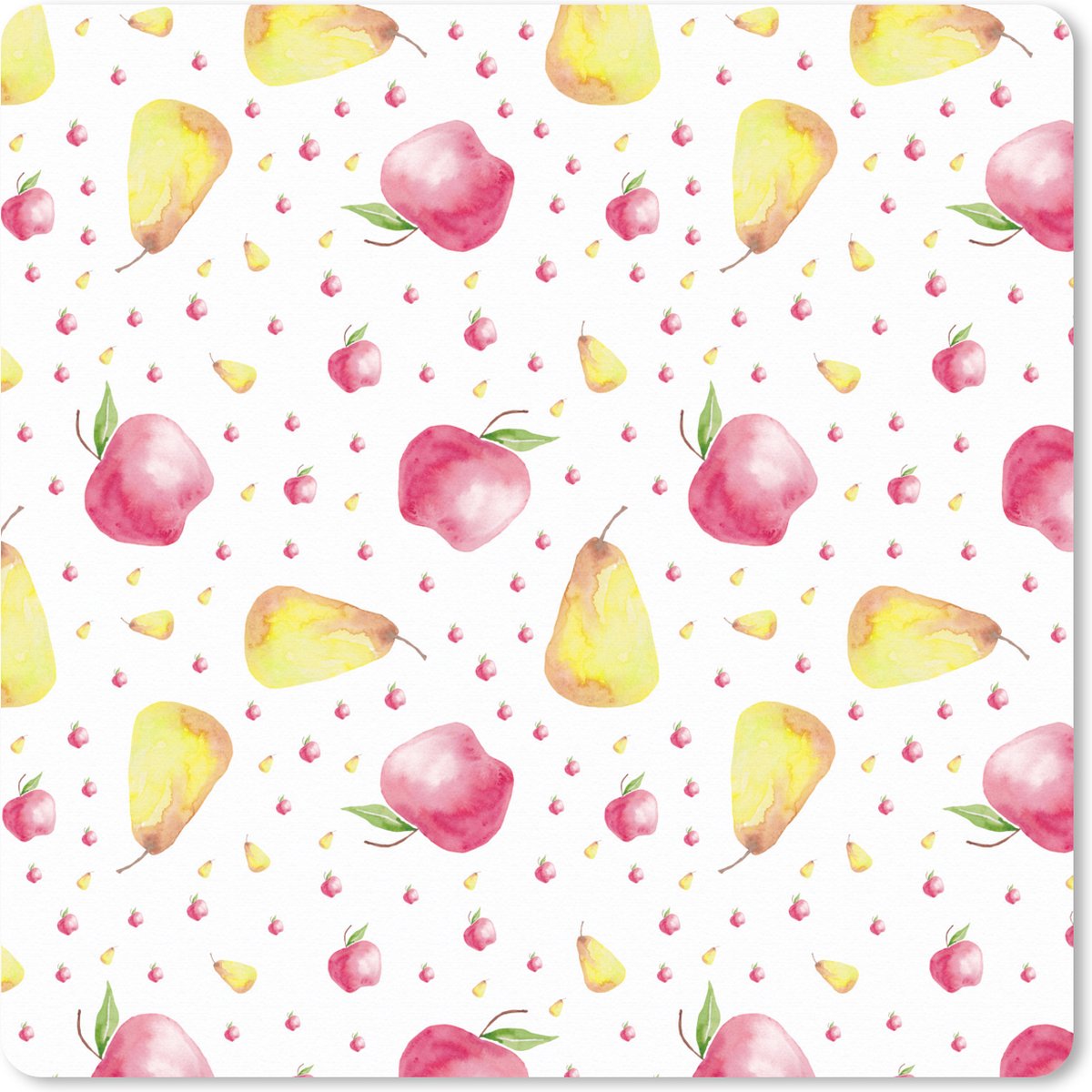Muismat XXL 60x60 cm - Bureau onderlegger - Bureau mat Peren - Appels - Waterverf - Bureaumat - Gaming mousepad xl - Bureaulegger groot - Computer deskmat